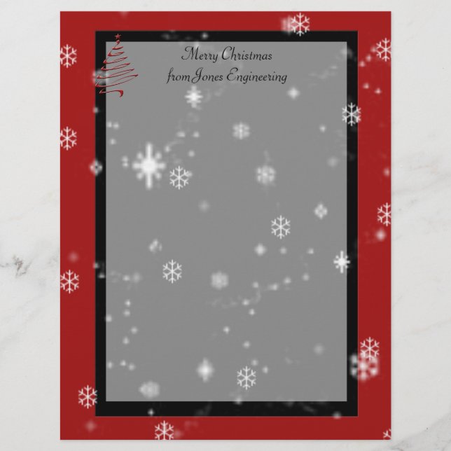 Julgran och Snöflingor på Röda och svarta (Framsida)