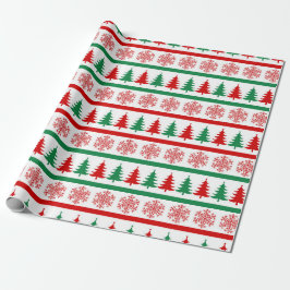 Julgran och snöflingor tryckt presentpapper