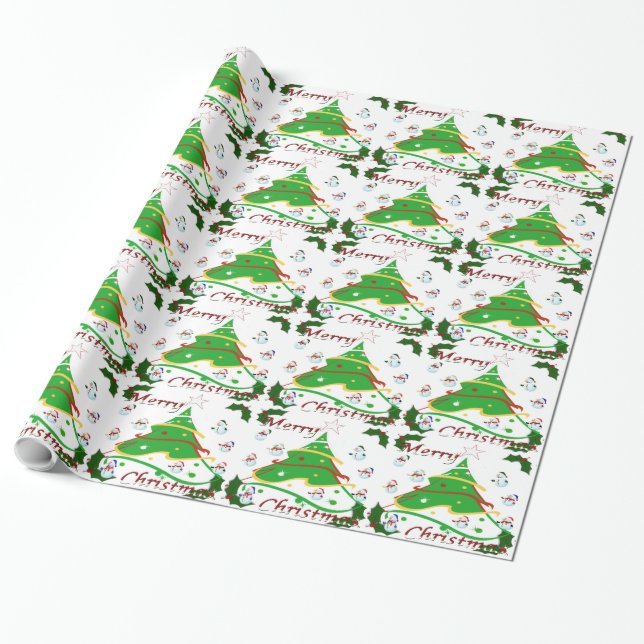 Julgran och Snögubbar - Presentpapper (Utrullad)