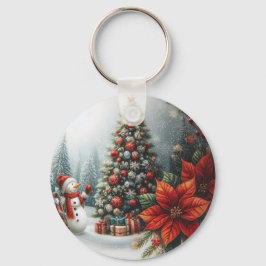 Julgran och Snögubbe Nyckelring