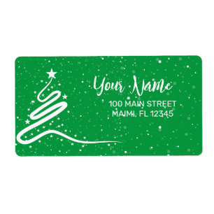 Julgran och Snowfall-Returadressen Fraktsedel