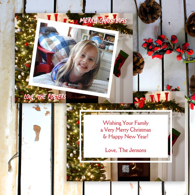 Julgran och Strumpa Foto Semester Julkort (Skapare uppladdad)