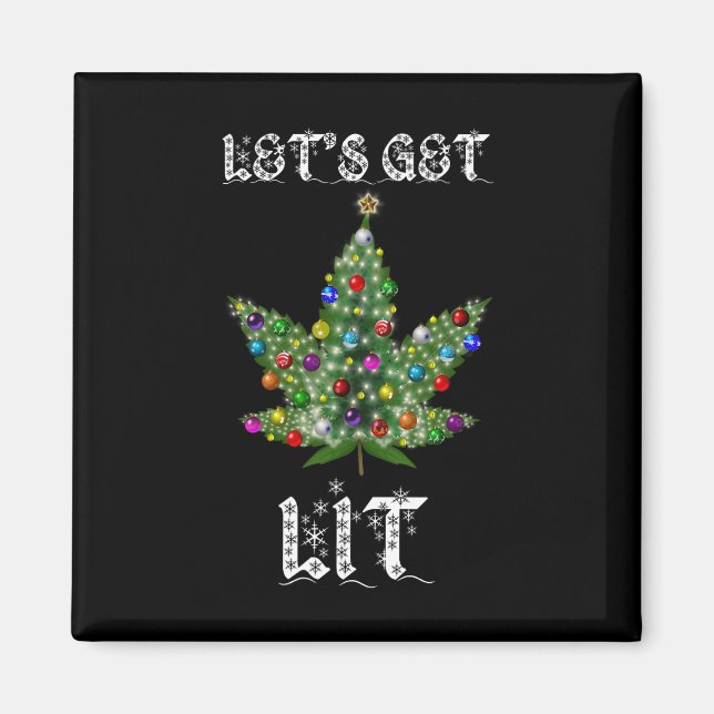 Julgran Ogräs Löv Pot Thc Gift Tee Magnet (Framsidan)
