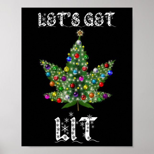Julgran Ogräs Löv Pot Thc Gift Tee Poster (Framsidan)