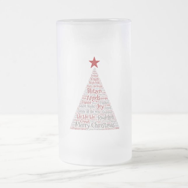 Julgran Ord Art med röd stjärna Frostat Ölglas (Center)