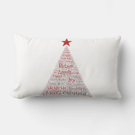 Julgran Ord Art med röd stjärna Lumbarkudde