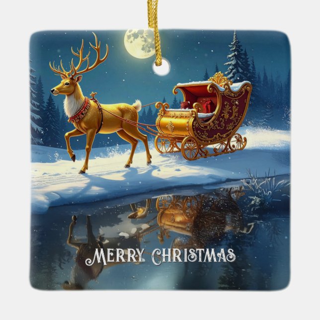 Julgran ornament för renar släde (Framsida)