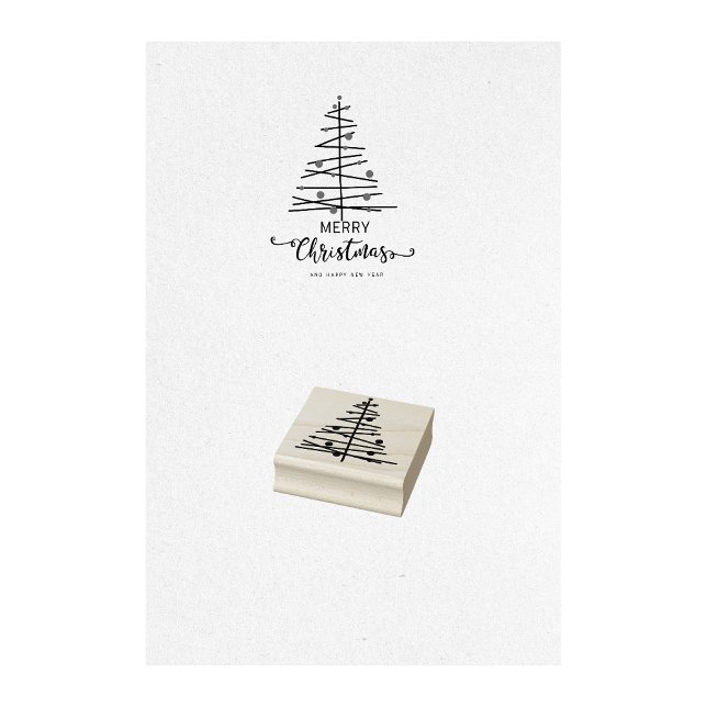 Julgran Ornament Frimärke Stämpel (christmas tree stamp, ornament stamp, holiday stamp, festive stamp, decorated tree stamp, )