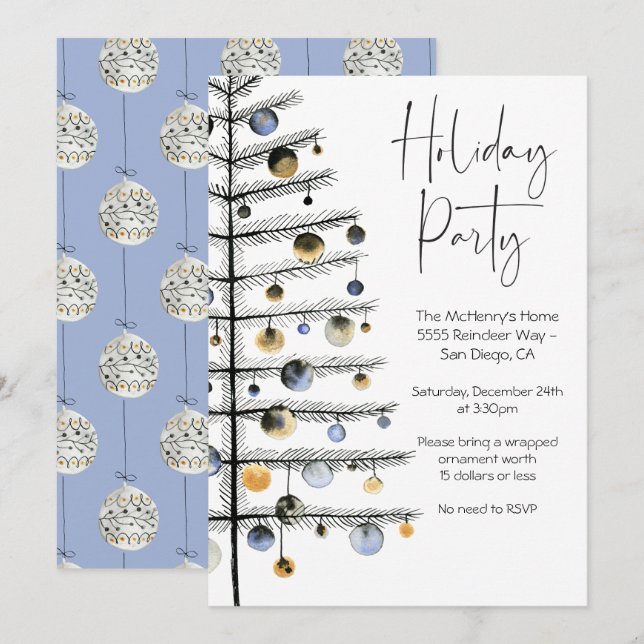 Julgran Ornament Julfest Inbjudningar (Fram/baksida)