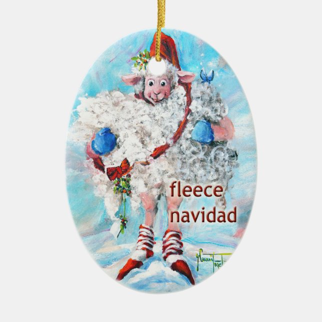 Julgran Ornament Oval Sheep Ull Navidad (Framsidan)