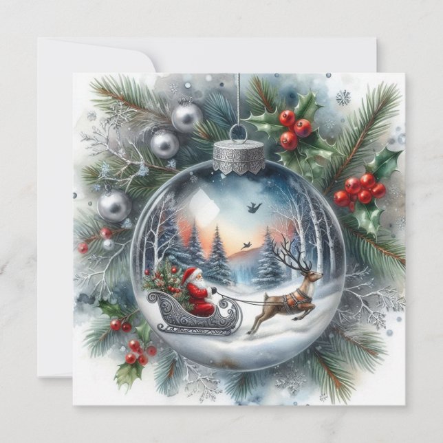 Julgran ornament Platt Högtidskort Julkort (Framsida)
