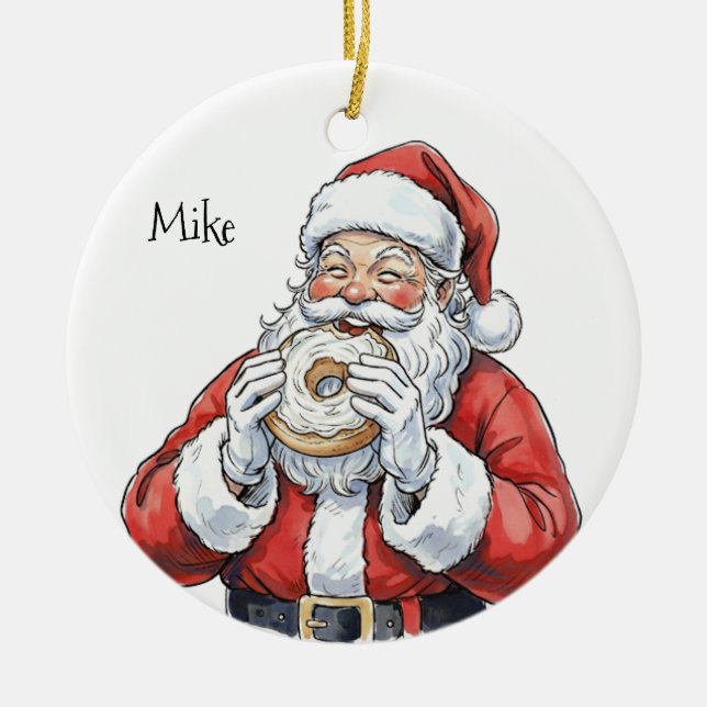 Julgran ornament Santa äter bagel (Framsidan)