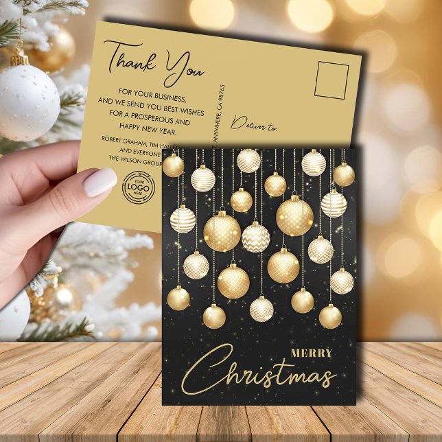 Julgran Ornaments Business Hälsning Helg Vykort (Christmas tree ornaments business greeting holiday postcards with your logo)