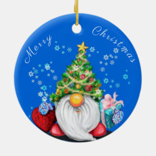 Julgran Ornaments Gnome med gåvor Julgransprydnad Keramik