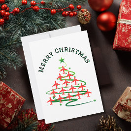 Julgran på flygplan, minimalistiskt foto julkort