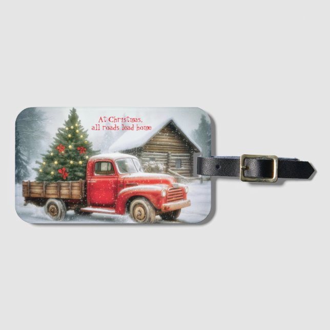 Julgran på Lastbil Winter Bagagebricka (Framsida horisontal)