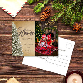 Julgran på Parchment New Home Photo Flytta Vykort