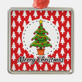 Julgran på Röda Gräs Mönster - God jul Julgransprydnad Metall