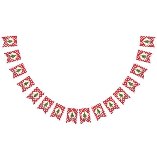 Julgran på Röda Gräs Mönster - God jul Vimplar (Alla)