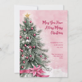 Julgran på Rosa Flat Helgdag Card Julkort