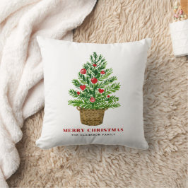 Julgran på Wicker Basket God jul Kudde