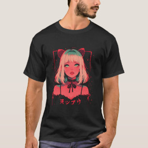 Julgran Pastel Anime Girl Waifu gullholid T Shirt