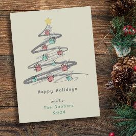 Julgran Paw Print Ornament Julkort