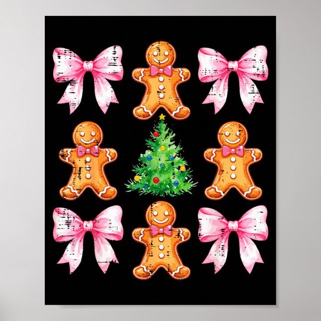 Julgran Pepparkaksgubbe Båg Mönster Xmas Gi Poster (Framsidan)
