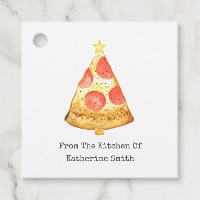 Julgran Pepperoni Pizza från köket Gåvor Etiketter (Framsida)