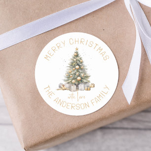 Julgran Personlig Gift och kuvert Runt Klistermärke