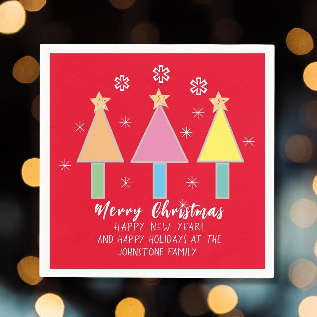 Julgran Personlig Namn Cute Red Papper Pappersservett (Merry Christmas, Happy Holidays and a Happy New Year!)