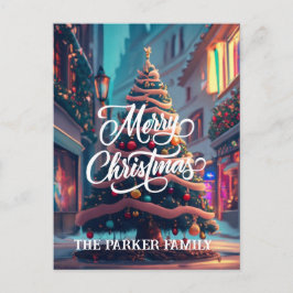 Julgran personlig namn-gratulationskort vykort