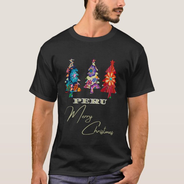 Julgran Peruansk Andeansk God Jul Dekoration T Shirt (Framsida)