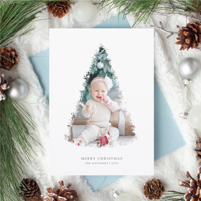 Julgran Photo Collage Helgdag Card Julkort (Baby's first Christmas holiday card)