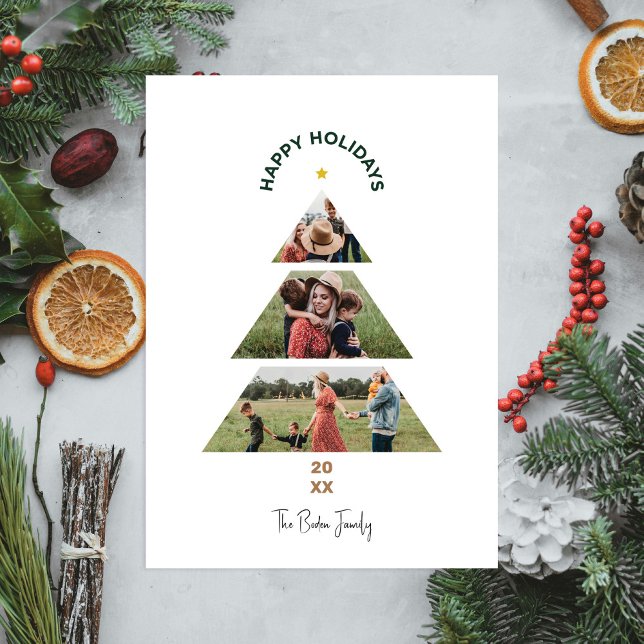 Julgran Photo Collage Helgdag Card Julkort (Christmas tree photo holiday card)