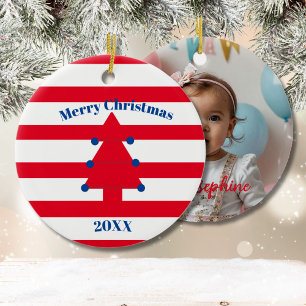 Julgran Photo Red Blue White Julgransprydnad Keramik
