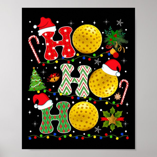 Julgran Pickleball Ho Ho Ho Santa Ljus Xm Poster (Framsidan)