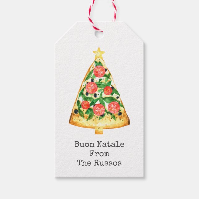 Julgran Pizza Buon Natale Presentetikett (Framsidan)