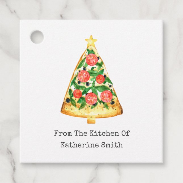 Julgran Pizza-segmentet från köket Gåvor Etiketter (Framsida)