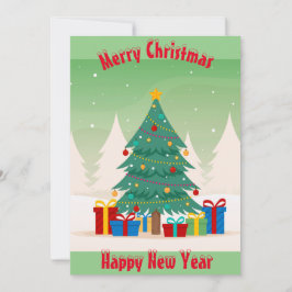 Julgran Platt Julkort