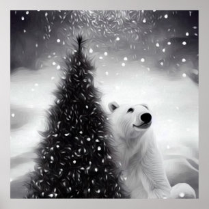 Julgran & Polar Bear Poster