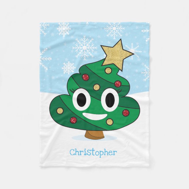 Julgran Poop Emoji Fleece Blanket (Framsidan)