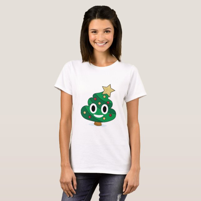 Julgran Poop Emoji Women's T-Shirt (Hel framsida)