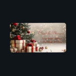 Julgran Presenter Bokeh Adressetikett<br><div class="desc">Elegant Julgran med presenter på båda sidor. En elegant och en sofistikerad design. Anpassa med ditt namn och information om adress.</div>