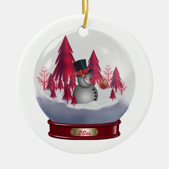 Julgran Prydnads Snöman Snökupa Julgransprydnad Keramik (Framsidan)