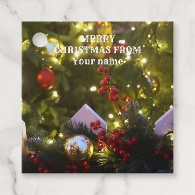 Julgran prydnadsföremål gåvor etiketter (Framsida)