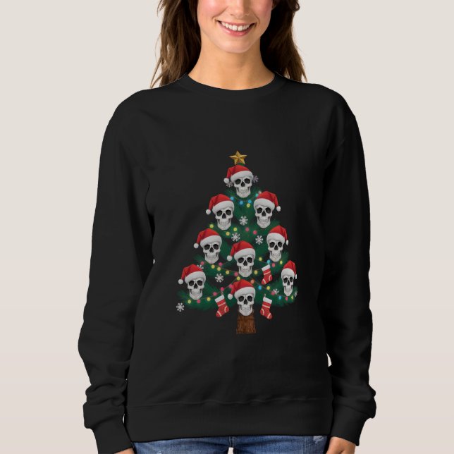 Julgran Pynt Dödskalle Pyjamas Coola Skelett Tomte T Shirt (Framsida)
