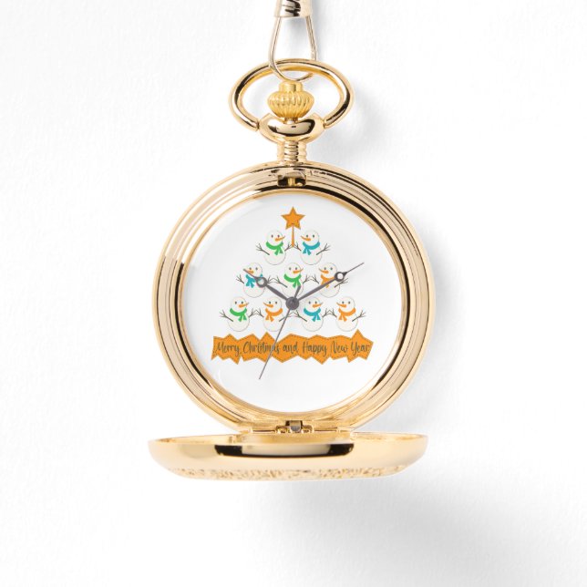 Julgran pyramid av julafton snögubbar armbandsur (Framsida)