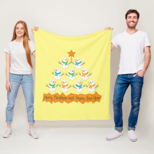 Julgran pyramid av julafton snögubbar fleecefilt