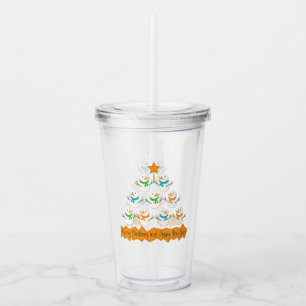 Julgran pyramid av julafton snögubbar take away mugg